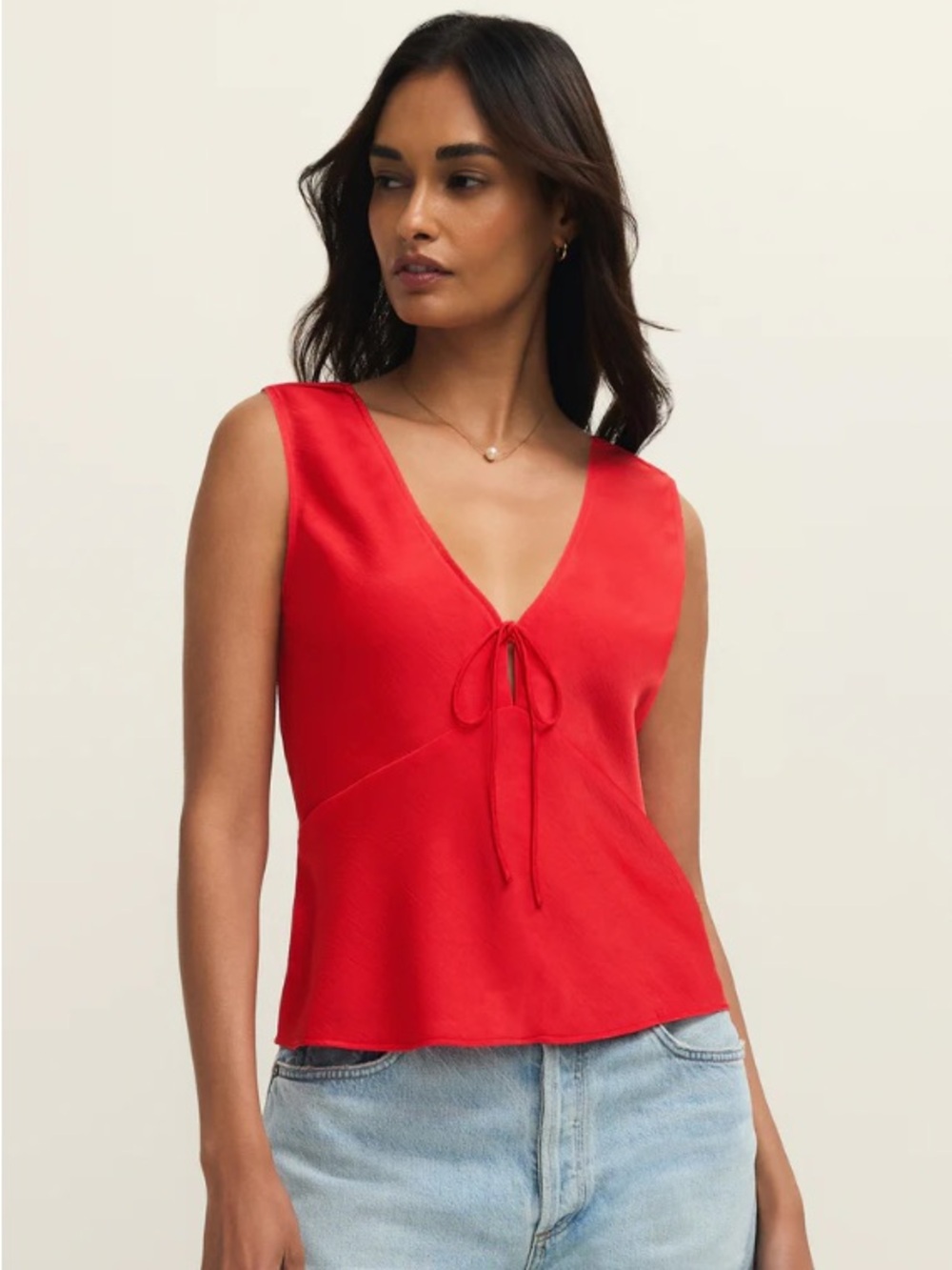 NWT Z Supply Luana Luxe Satin Top in Kiss me Red